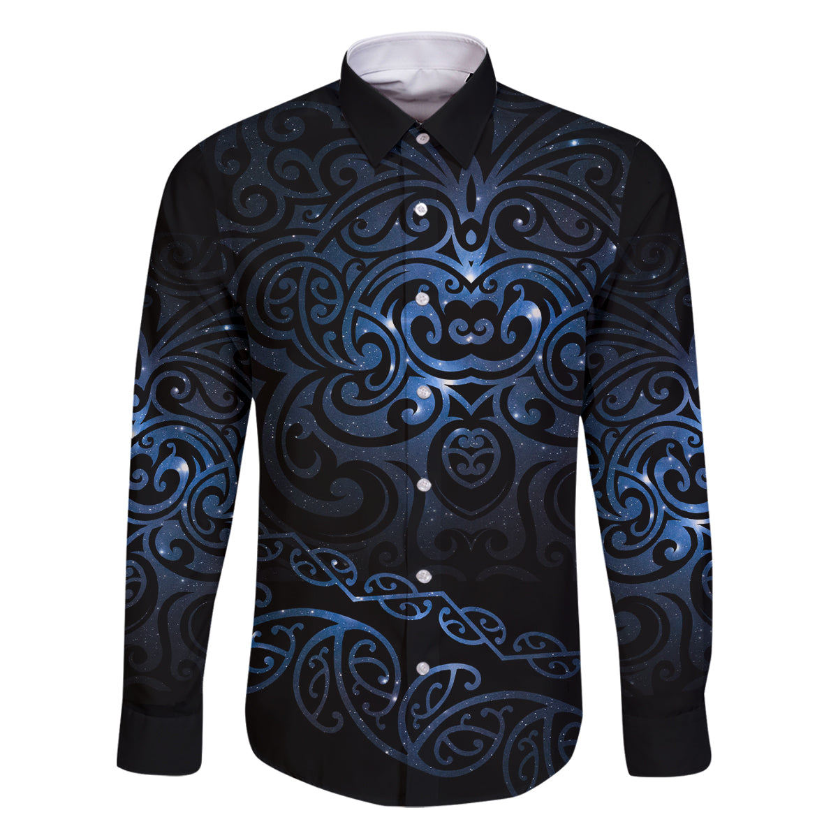 New Zealand Matariki Family Matching Mermaid Dress and Hawaiian Shirt Cosmic Style LT7 Dad's Shirt - Long Sleeve Galaxy - Polynesian Pride