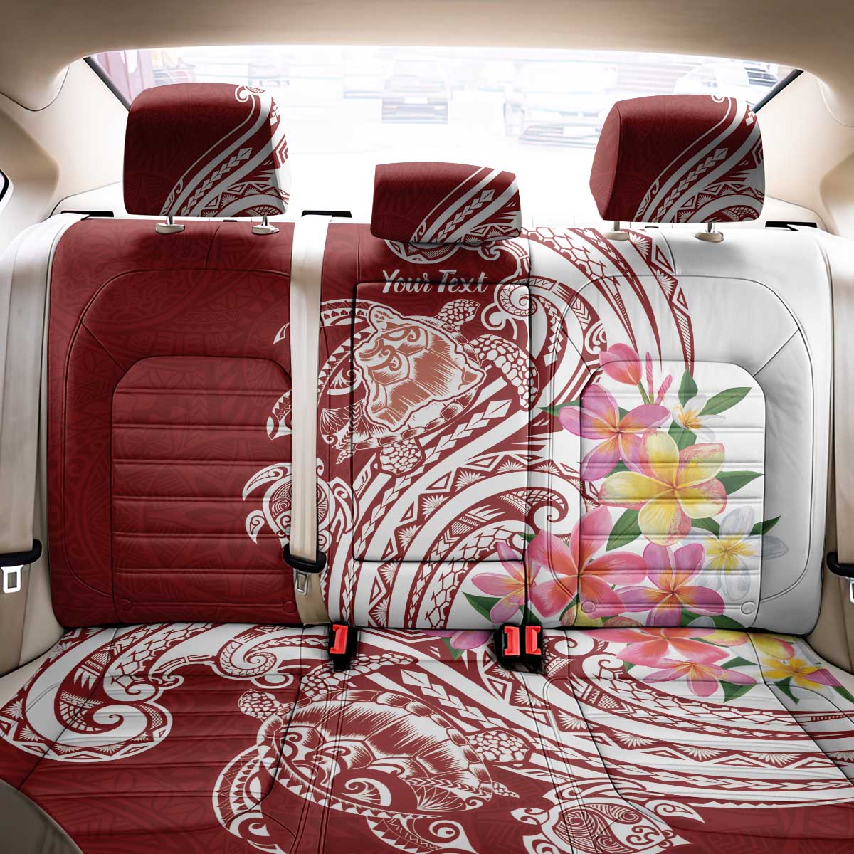 Aloha Hawaii Island Personalized Back Car Seat Cover Crimson Dreamy Turtle