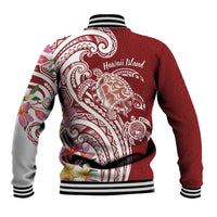 Aloha Hawaii Island Personalized Baseball Jacket Crimson Dreamy Turtle