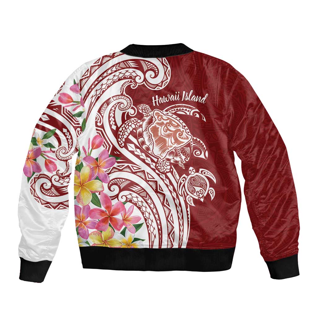 Aloha Hawaii Island Personalized Bomber Jacket Crimson Dreamy Turtle