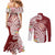Aloha Hawaii Island Personalized Couples Matching Mermaid Dress and Long Sleeve Button Shirt Crimson Dreamy Turtle