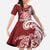 Aloha Hawaii Island Personalized Family Matching Off The Shoulder Long Sleeve Dress and Hawaiian Shirt Crimson Dreamy Turtle