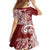 Aloha Hawaii Island Personalized Family Matching Off The Shoulder Long Sleeve Dress and Hawaiian Shirt Crimson Dreamy Turtle