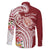Aloha Hawaii Island Personalized Family Matching Off The Shoulder Long Sleeve Dress and Hawaiian Shirt Crimson Dreamy Turtle