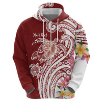 Aloha Hawaii Island Personalized Hoodie Crimson Dreamy Turtle