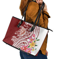 Aloha Hawaii Island Personalized Leather Tote Bag Crimson Dreamy Turtle