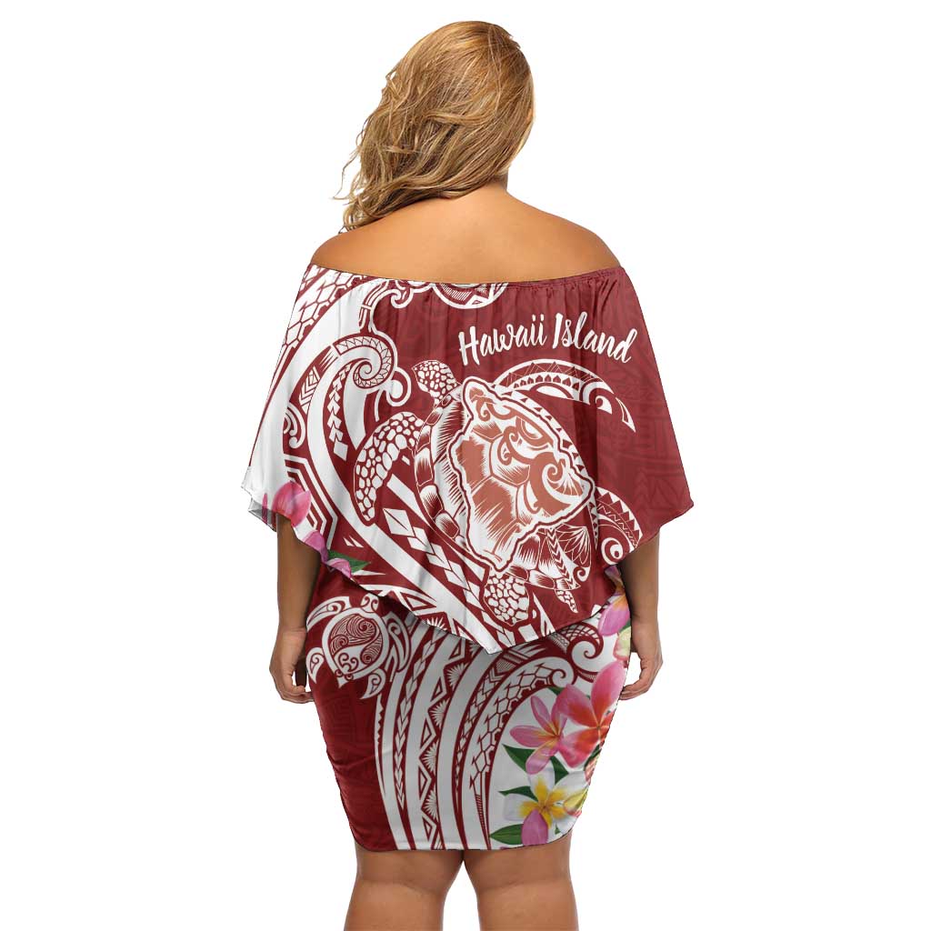 Aloha Hawaii Island Personalized Off Shoulder Short Dress Crimson Dreamy Turtle