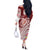 Aloha Hawaii Island Personalized Off The Shoulder Long Sleeve Dress Crimson Dreamy Turtle