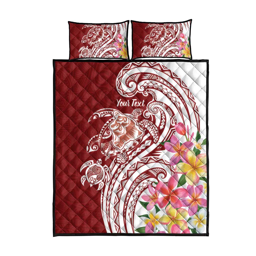 Aloha Hawaii Island Personalized Quilt Bed Set Crimson Dreamy Turtle