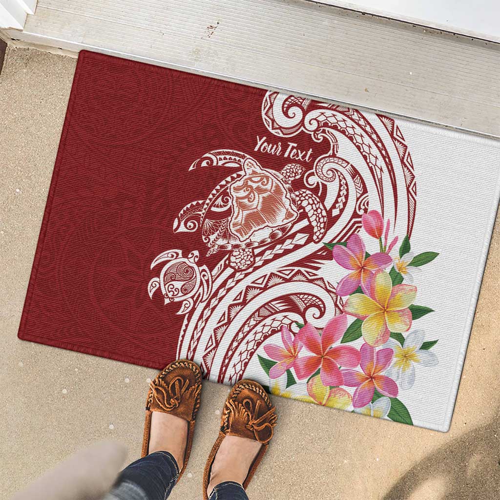 Aloha Hawaii Island Personalized Rubber Doormat Crimson Dreamy Turtle
