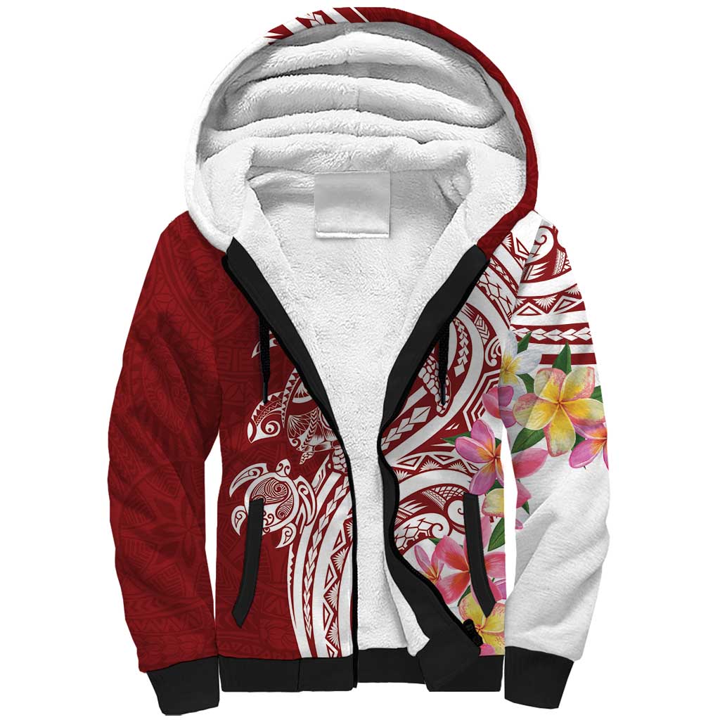 Aloha Hawaii Island Personalized Sherpa Hoodie Crimson Dreamy Turtle