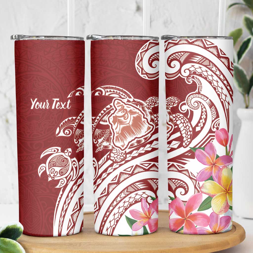 Aloha Hawaii Island Personalized Skinny Tumbler Crimson Dreamy Turtle
