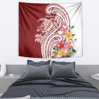 Aloha Hawaii Island Personalized Tapestry Crimson Dreamy Turtle