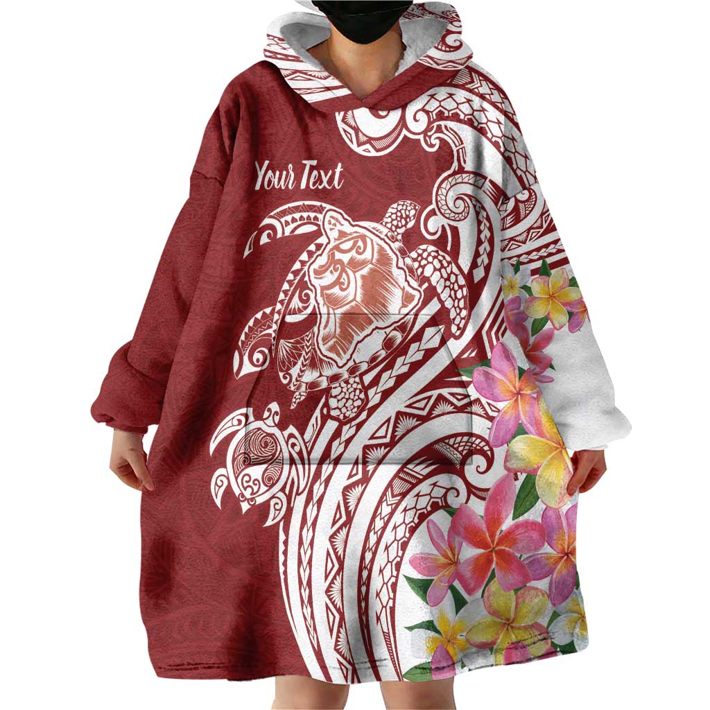Aloha Hawaii Island Personalized Wearable Blanket Hoodie Crimson Dreamy Turtle