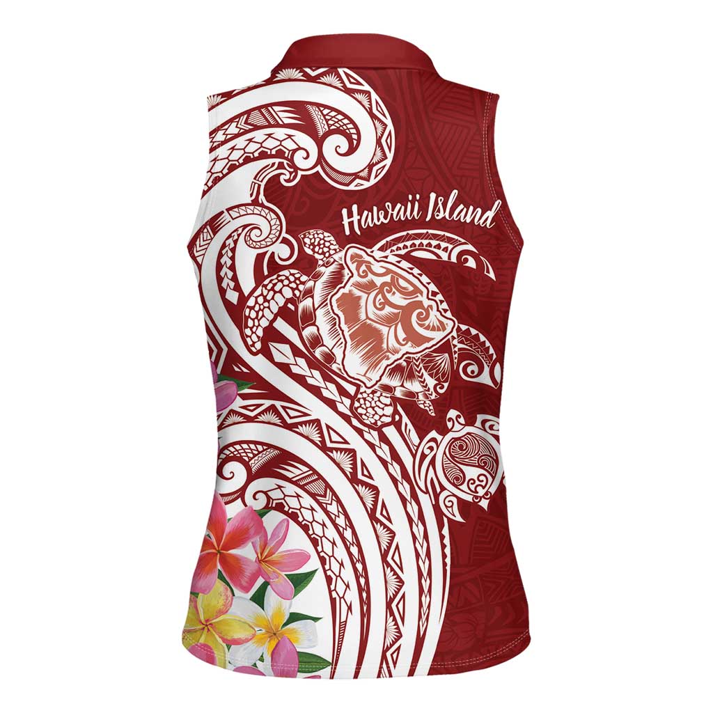 Aloha Hawaii Island Personalized Women Sleeveless Polo Shirt Crimson Dreamy Turtle