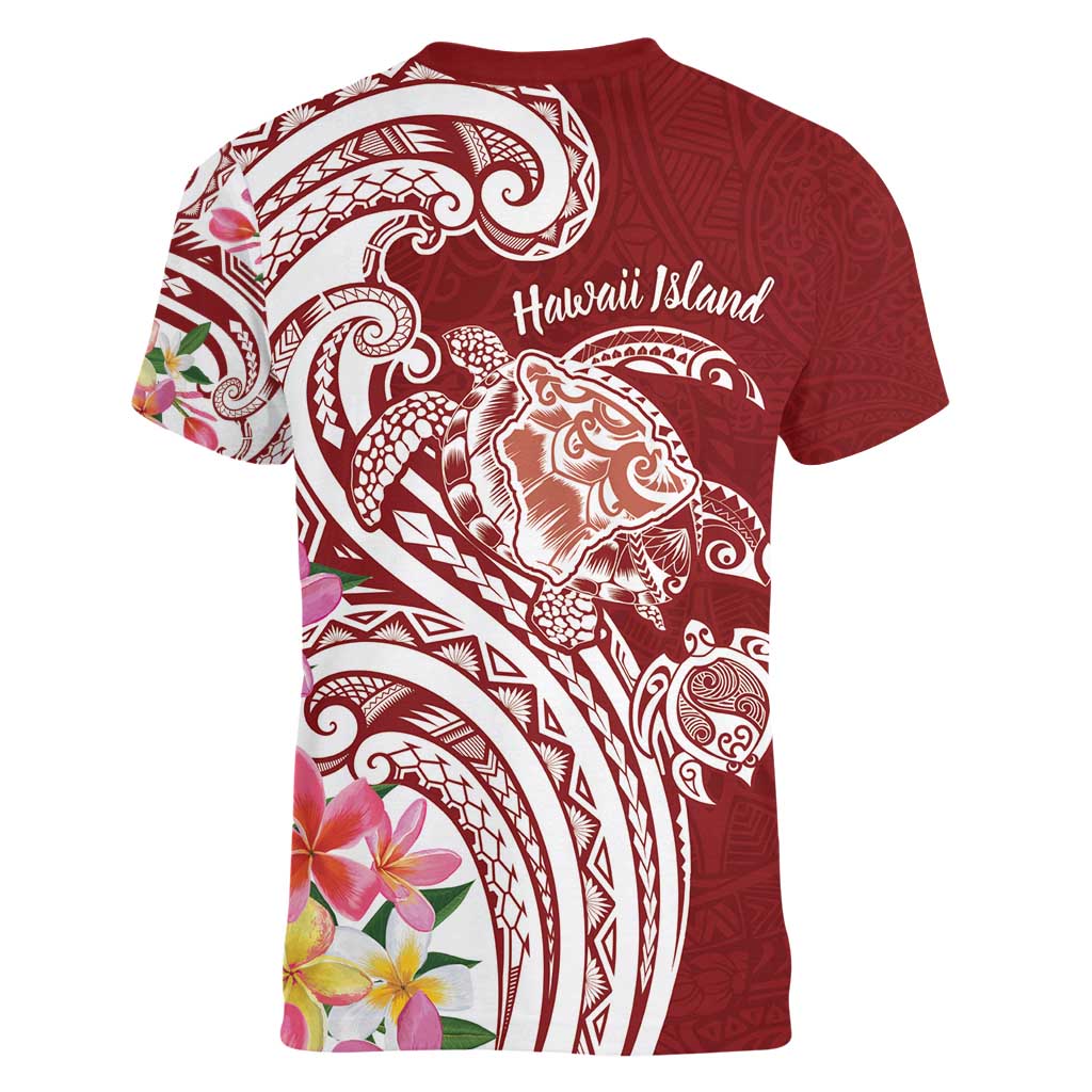 Aloha Hawaii Island Personalized Women V-Neck T-Shirt Crimson Dreamy Turtle