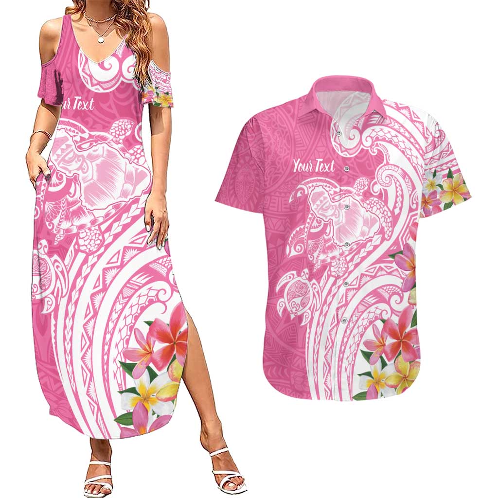 Aloha Maui Island Personalized Couples Matching Summer Maxi Dress and Hawaiian Shirt Rose Dreamy Turtle