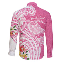 Aloha Maui Island Personalized Family Matching Off The Shoulder Long Sleeve Dress and Hawaiian Shirt Rose Dreamy Turtle