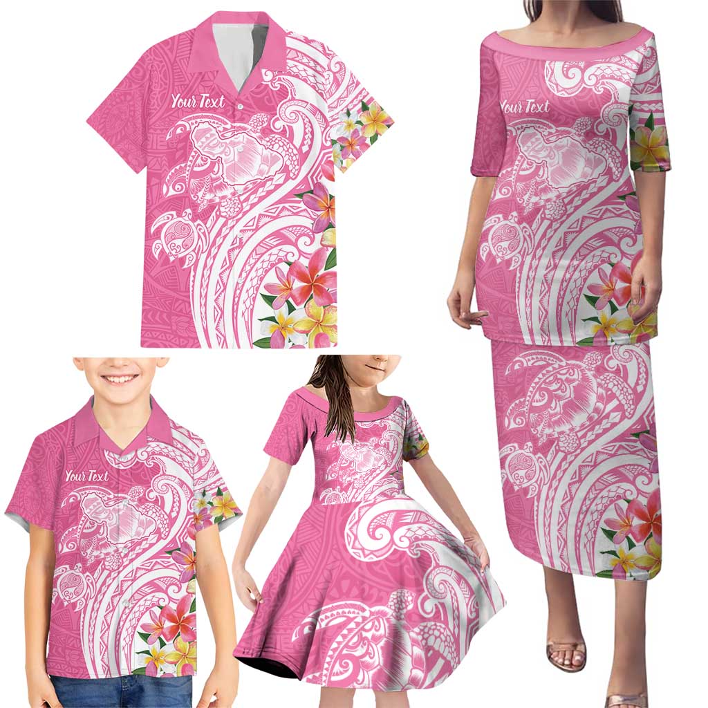 Aloha Maui Island Personalized Family Matching Puletasi and Hawaiian Shirt Rose Dreamy Turtle
