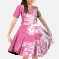 Aloha Maui Island Personalized Kid Short Sleeve Dress Rose Dreamy Turtle
