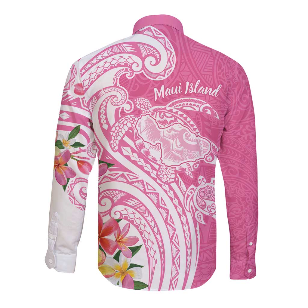 Aloha Maui Island Personalized Long Sleeve Button Shirt Rose Dreamy Turtle