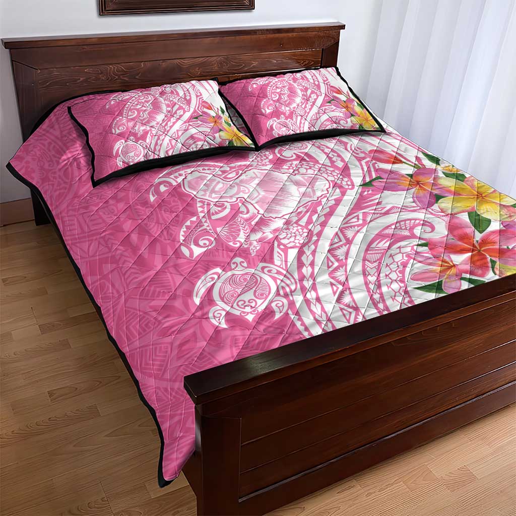Aloha Maui Island Personalized Quilt Bed Set Rose Dreamy Turtle