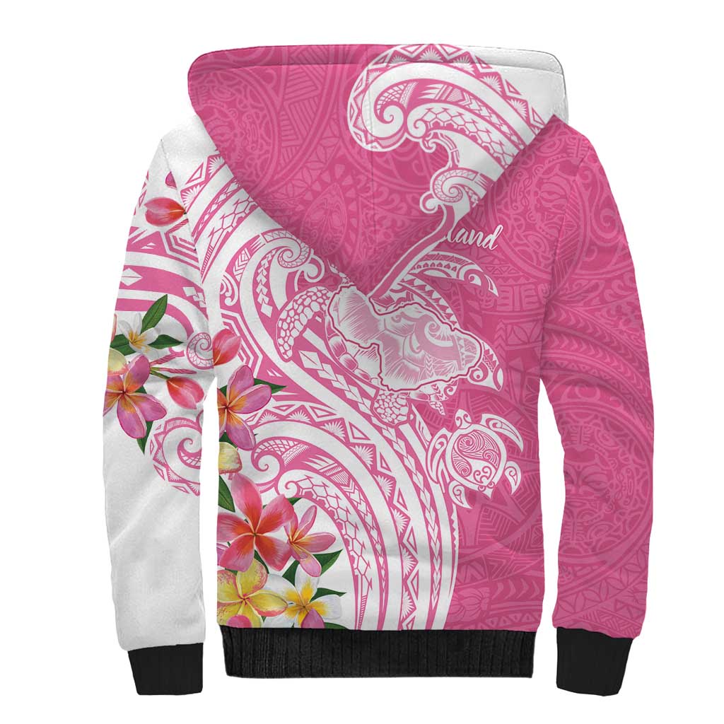 Aloha Maui Island Personalized Sherpa Hoodie Rose Dreamy Turtle