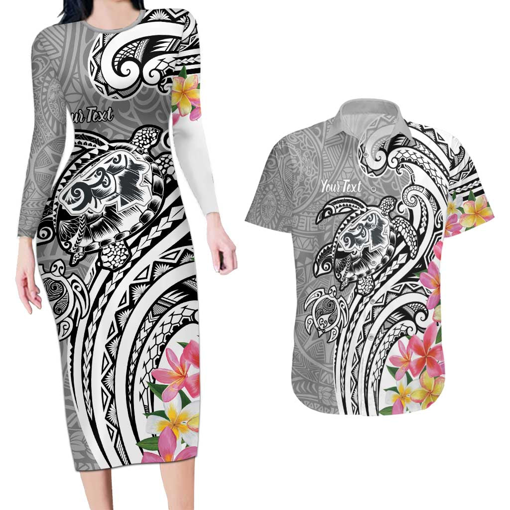 Aloha Kahoolawe Island Personalized Couples Matching Long Sleeve Bodycon Dress and Hawaiian Shirt Ashen Dreamy Turtle