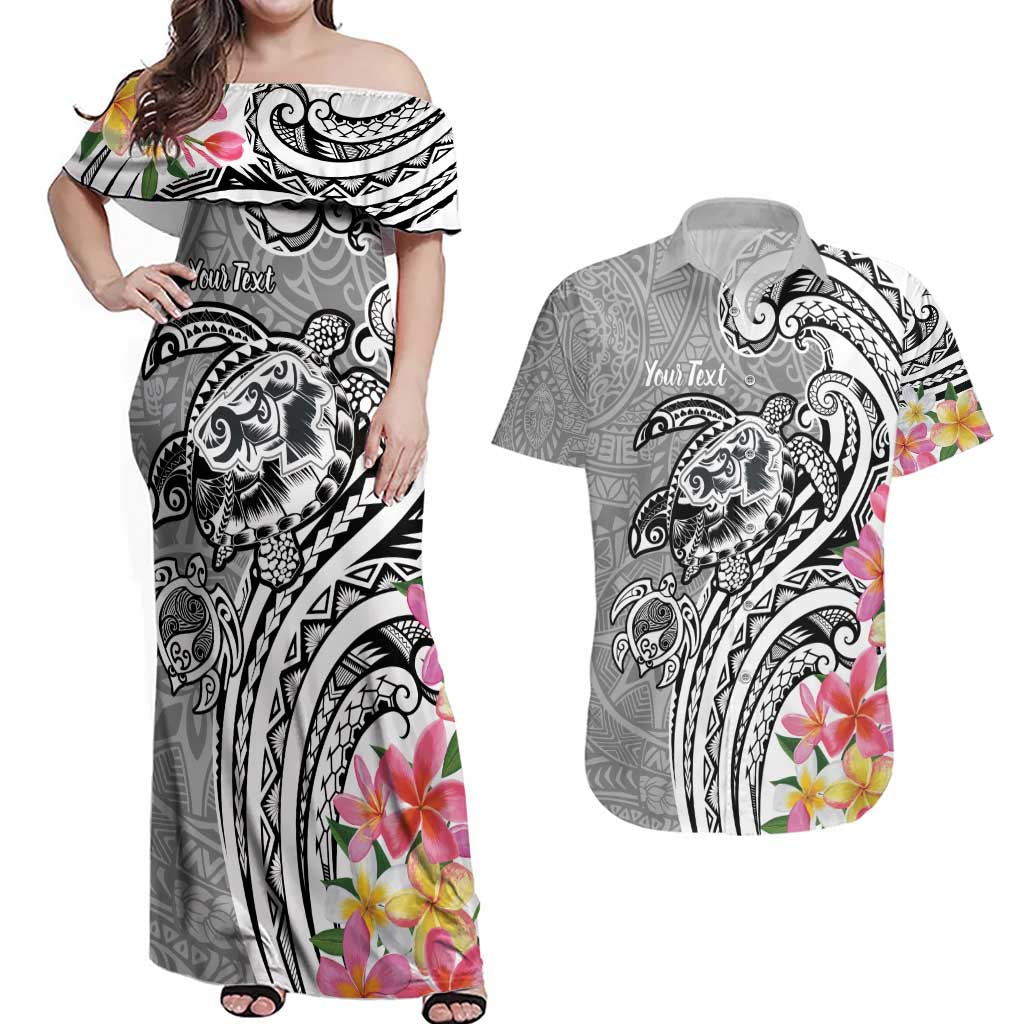 Aloha Kahoolawe Island Personalized Couples Matching Off Shoulder Maxi Dress and Hawaiian Shirt Ashen Dreamy Turtle
