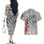 Aloha Kahoolawe Island Personalized Couples Matching Off The Shoulder Long Sleeve Dress and Hawaiian Shirt Ashen Dreamy Turtle