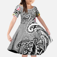 Aloha Kahoolawe Island Personalized Family Matching Off Shoulder Maxi Dress and Hawaiian Shirt Ashen Dreamy Turtle