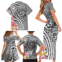 Aloha Kahoolawe Island Personalized Family Matching Short Sleeve Bodycon Dress and Hawaiian Shirt Ashen Dreamy Turtle