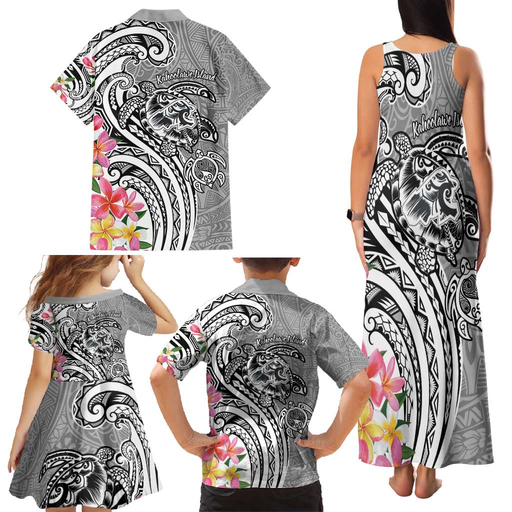 Aloha Kahoolawe Island Personalized Family Matching Tank Maxi Dress and Hawaiian Shirt Ashen Dreamy Turtle