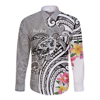 Aloha Kahoolawe Island Personalized Long Sleeve Button Shirt Ashen Dreamy Turtle LT7 Unisex Grey - Polynesian Pride