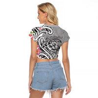 Aloha Kahoolawe Island Personalized Raglan Cropped T Shirt Ashen Dreamy Turtle LT7 - Polynesian Pride
