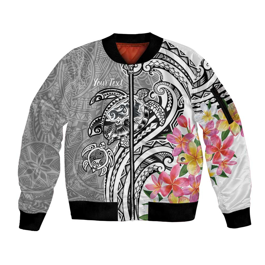 Aloha Kahoolawe Island Personalized Sleeve Zip Bomber Jacket Ashen Dreamy Turtle LT7 Unisex Grey - Polynesian Pride