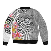 Aloha Kahoolawe Island Personalized Sleeve Zip Bomber Jacket Ashen Dreamy Turtle LT7 - Polynesian Pride