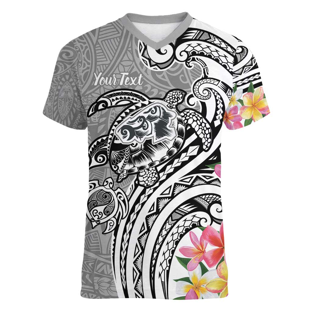 Aloha Kahoolawe Island Personalized Women V-Neck T-Shirt Ashen Dreamy Turtle LT7 Female Grey - Polynesian Pride