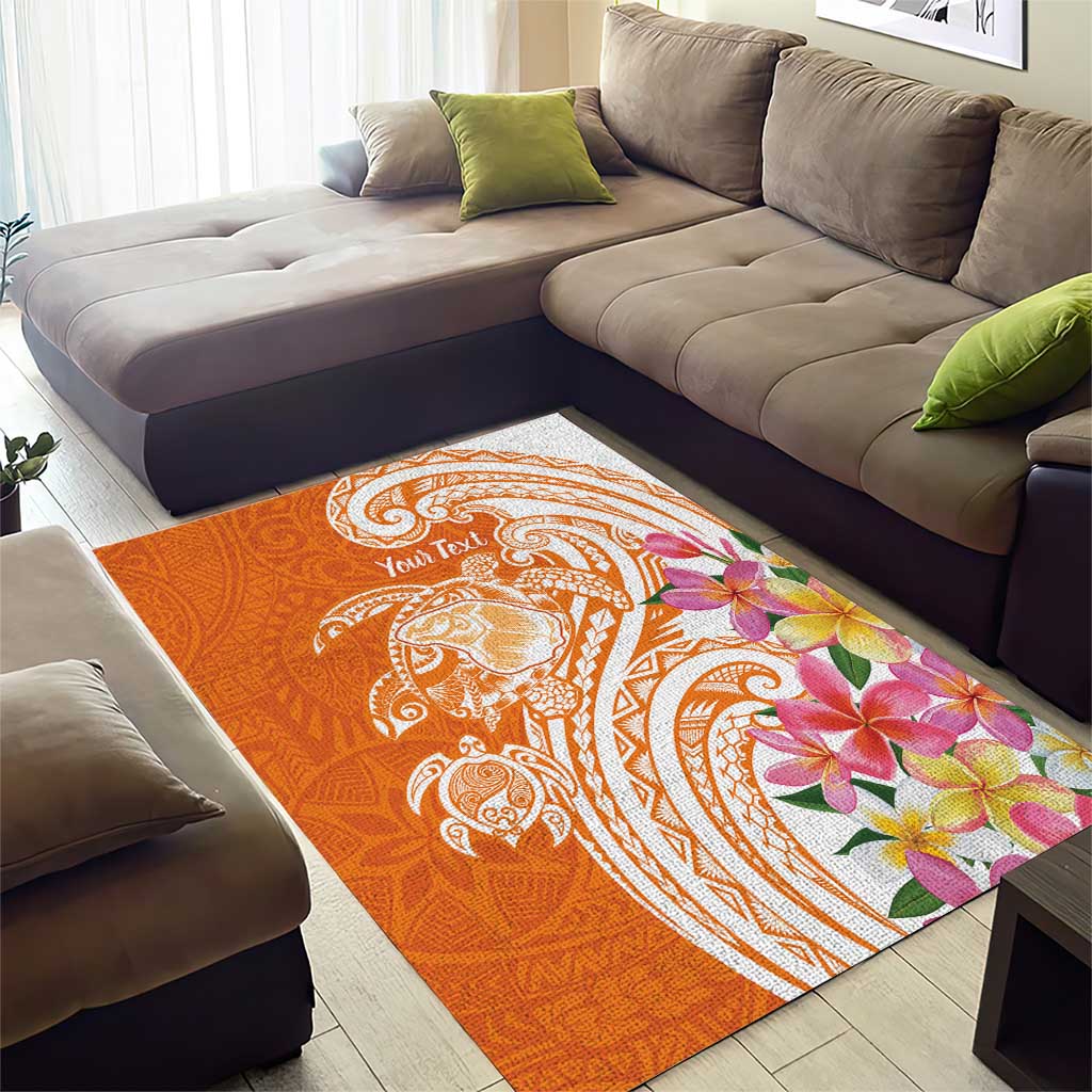 Aloha Lanai Island Personalized Area Rug Orange Dreamy Turtle