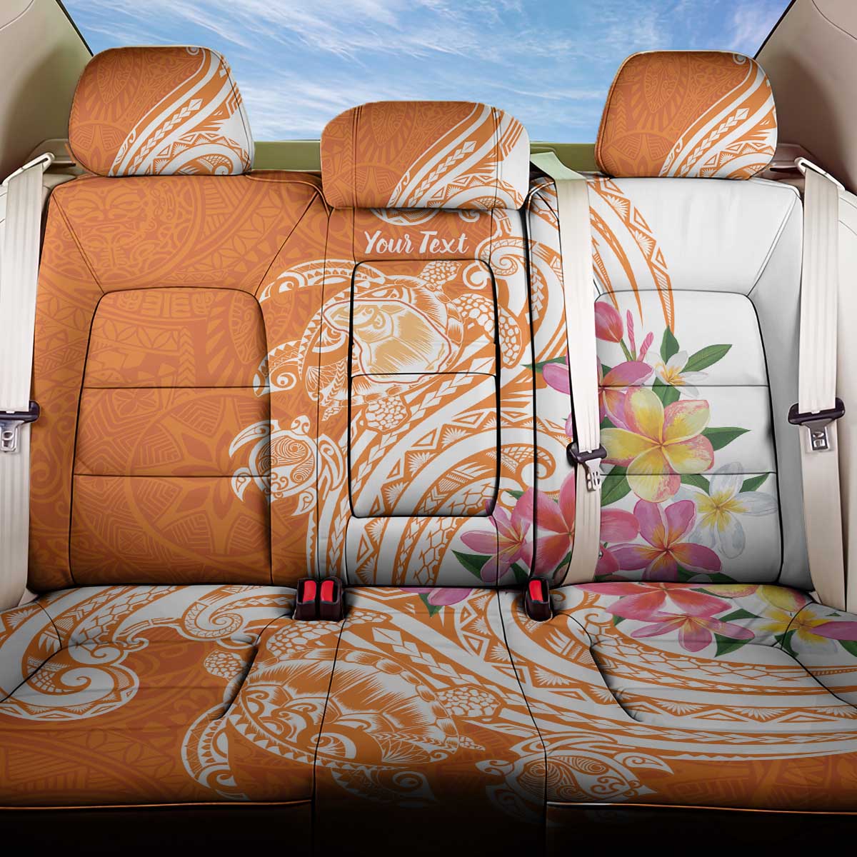 Aloha Lanai Island Personalized Back Car Seat Cover Orange Dreamy Turtle