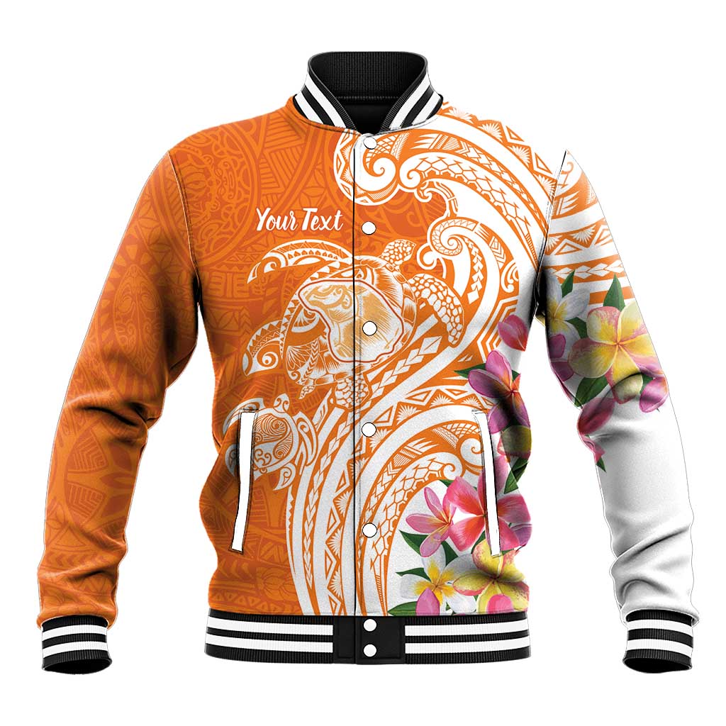 Aloha Lanai Island Personalized Baseball Jacket Orange Dreamy Turtle