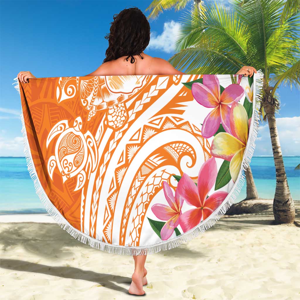 Aloha Lanai Island Personalized Beach Blanket Orange Dreamy Turtle