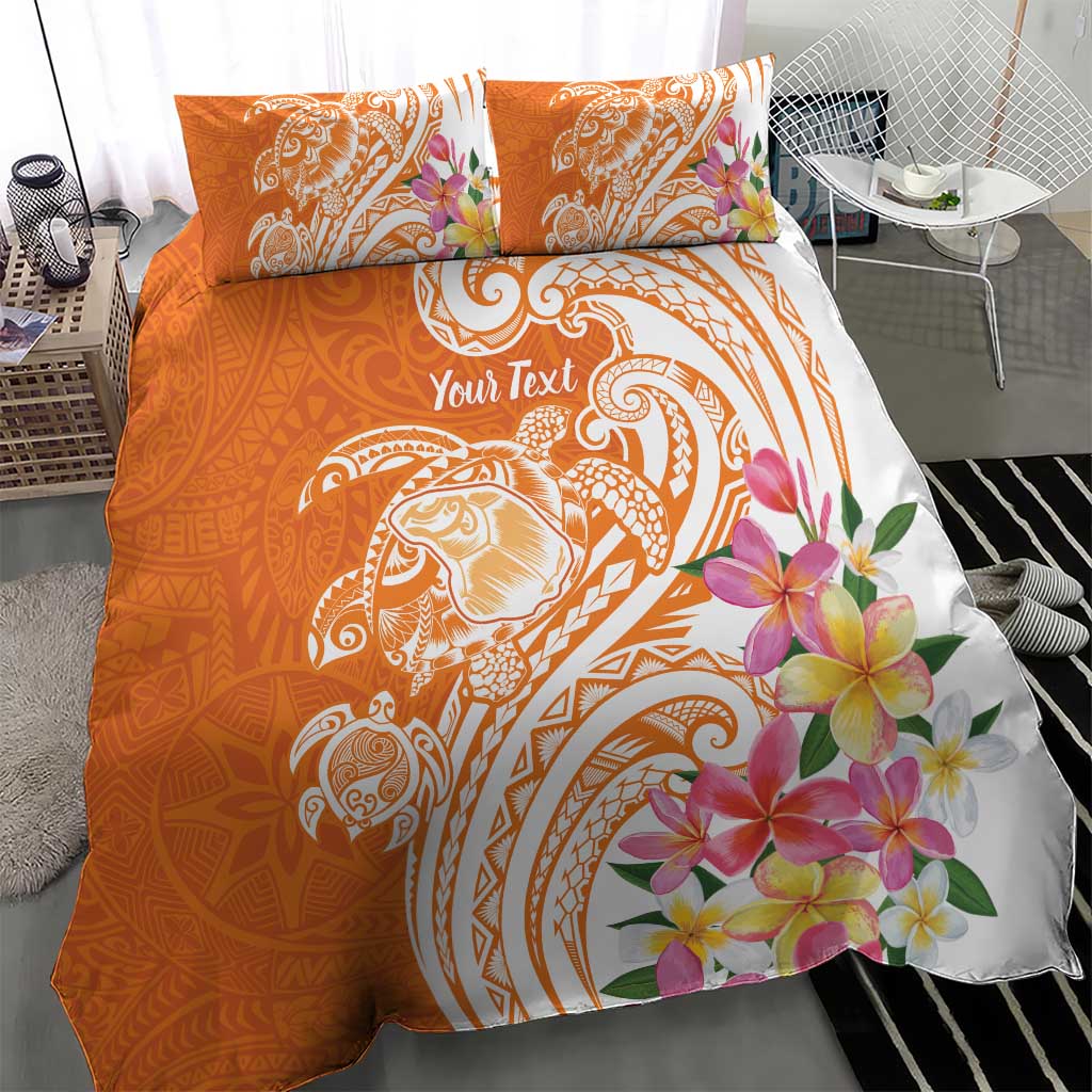 Aloha Lanai Island Personalized Bedding Set Orange Dreamy Turtle