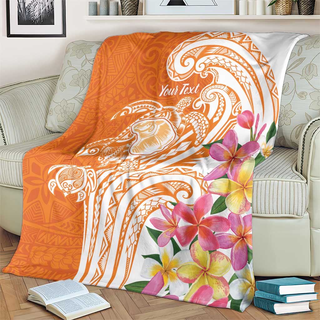 Aloha Lanai Island Personalized Blanket Orange Dreamy Turtle