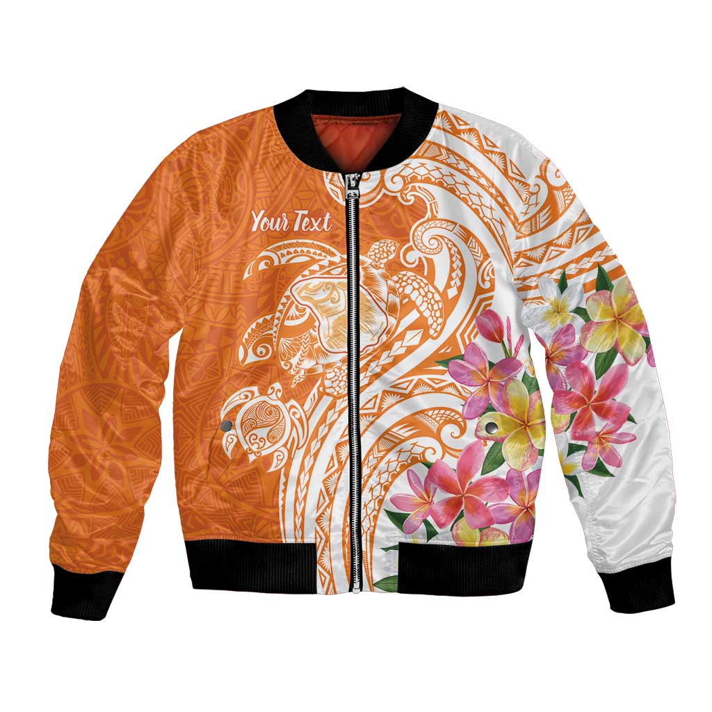 Aloha Lanai Island Personalized Bomber Jacket Orange Dreamy Turtle LT7 Unisex Orange - Polynesian Pride