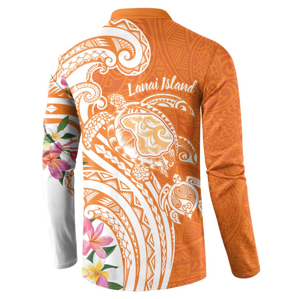 Aloha Lanai Island Personalized Button Sweatshirt Orange Dreamy Turtle LT7 - Polynesian Pride