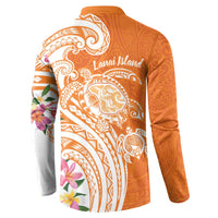 Aloha Lanai Island Personalized Button Sweatshirt Orange Dreamy Turtle LT7 - Polynesian Pride