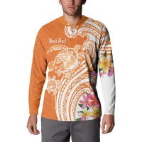Aloha Lanai Island Personalized Button Sweatshirt Orange Dreamy Turtle LT7 - Polynesian Pride