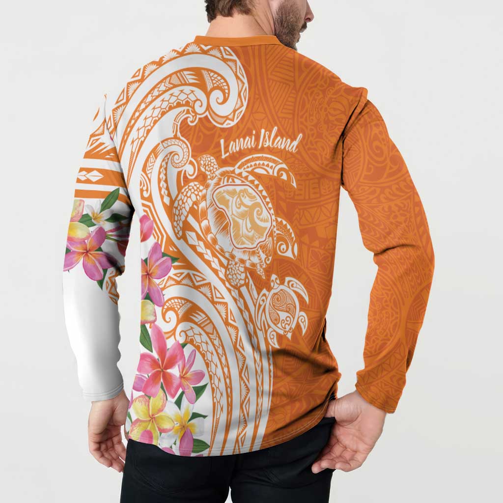 Aloha Lanai Island Personalized Button Sweatshirt Orange Dreamy Turtle LT7 - Polynesian Pride