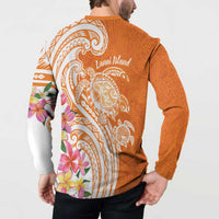 Aloha Lanai Island Personalized Button Sweatshirt Orange Dreamy Turtle LT7 - Polynesian Pride